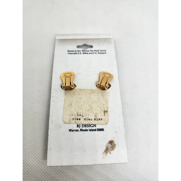 Winnie The Pooh Honey Pot Earrings Enamel Gold Tone Clip On  RJ Design Disney - Picture 4 of 4